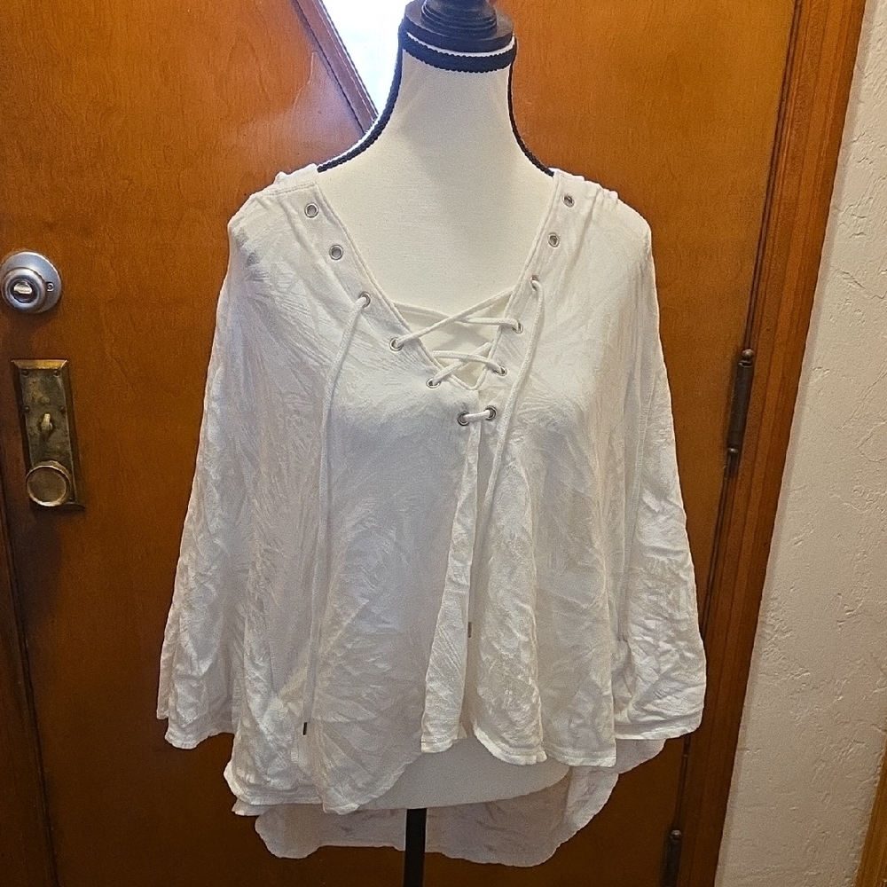 Victoria's Secret White Lace-Up Blouse